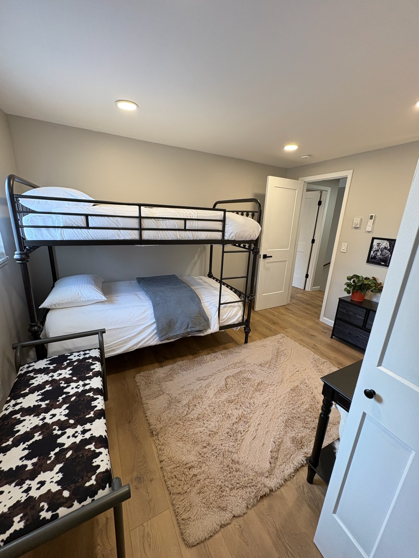 Bunk room with bench seating