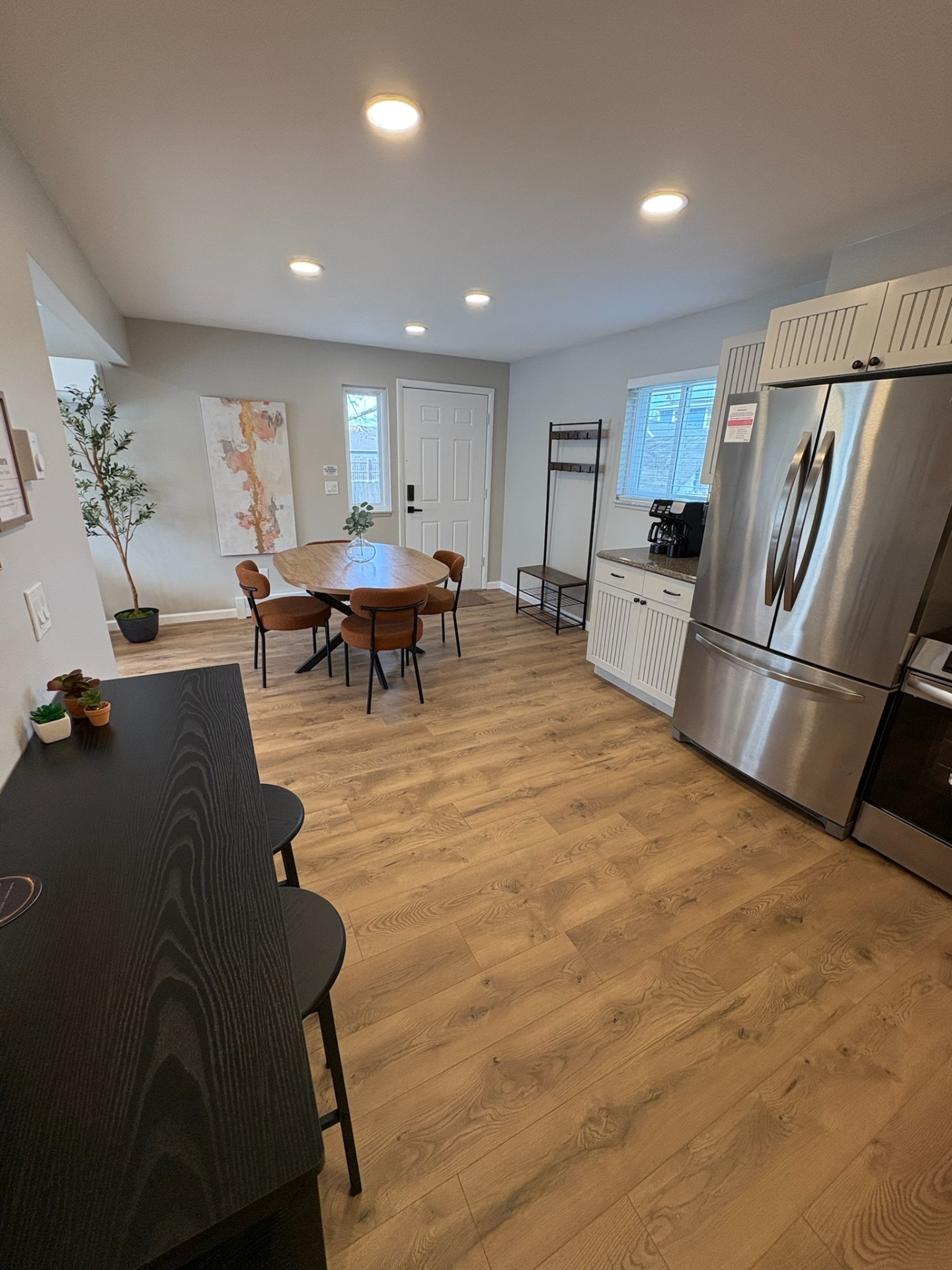 Dining table and kitchen view