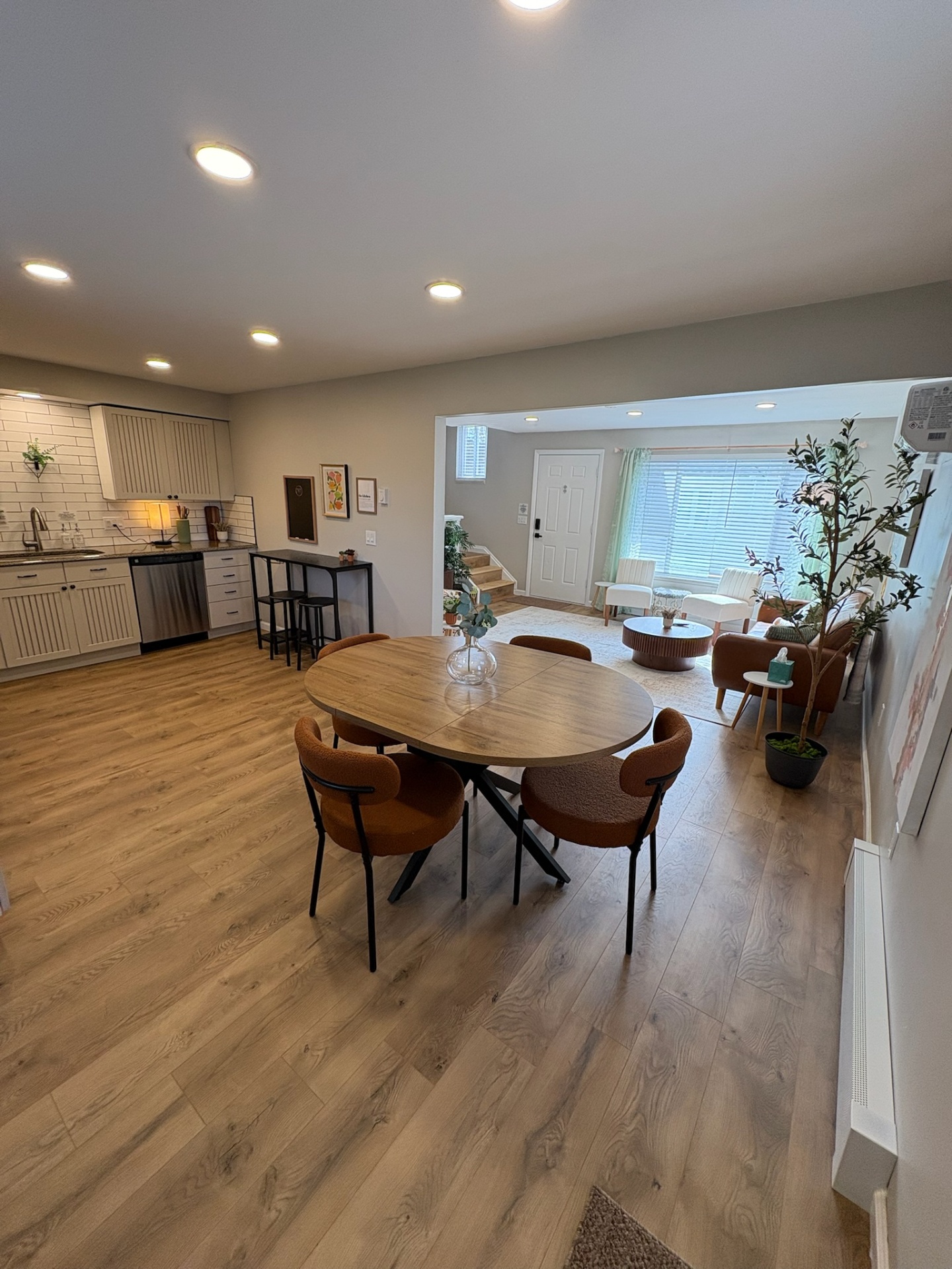 Open kitchen and dining area